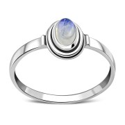Delicate Ethnic Style Rainbow Moonstone Silver Ring, r512