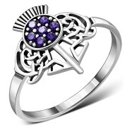Celtic Knot Thistle Sterling Silver Ring, r513