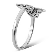 Celtic Knot Thistle Sterling Silver Ring, r513