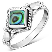 Ethnic Style Abalone Silver Ring, r514