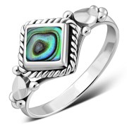 Ethnic Style Abalone Silver Ring, r514