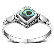 Ethnic Style Abalone Silver Ring, r514