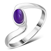 Amethyst Twisted Silver Ring, r515