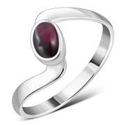 Garnet Twisted Silver Ring, r515