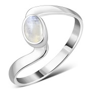 Rainbow Moonstone Twisted Silver Ring, r515