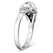 Rainbow Moonstone Spiral Silver Ring - r516