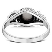 Rainbow Moonstone Spiral Silver Ring - r516