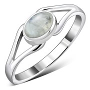 Delicate Rainbow Moonstone Sterling Silver Ring, r518