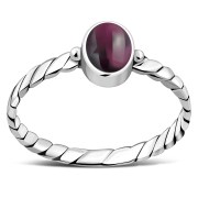 Twisted Garnet Stone Silver Ring, r519