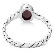 Twisted Garnet Stone Silver Ring, r519