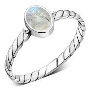 Twisted Rainbow Moonstone Silver Ring, r519