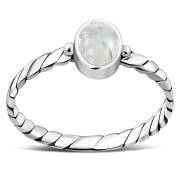 Twisted Rainbow Moonstone Silver Ring, r519