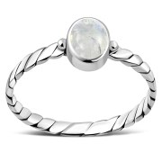 Twisted Rainbow Moonstone Silver Ring, r519