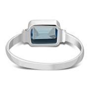 Delicate Rectangle Shape Blue Topaz Stone Sterling Silver Ring, r520