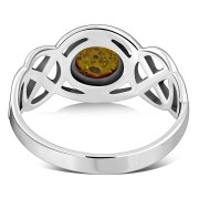 Celtic Knot Sterling Silver Baltic Amber Ring, r522