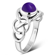 Celtic Knot Sterling Silver Amethyst Stone Ring, r522