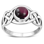 Celtic Knot Sterling Silver Garnet Ring, r522