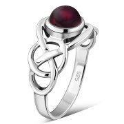 Celtic Knot Sterling Silver Garnet Ring, r522