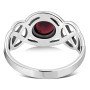 Celtic Knot Sterling Silver Garnet Ring, r522