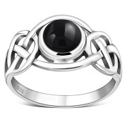 Celtic Knot Sterling Silver Black Onyx Ring, r522