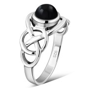 Celtic Knot Sterling Silver Black Onyx Ring, r522