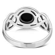 Celtic Knot Sterling Silver Black Onyx Ring, r522