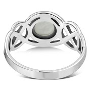 Celtic Knot Sterling Silver Rainbow Moonstone Ring, r522
