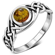 Baltic Amber Celtic Knot Sterling Silver Ring, r523