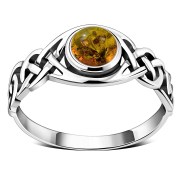 Baltic Amber Celtic Knot Sterling Silver Ring, r523