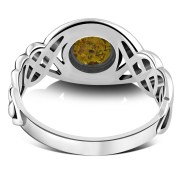 Baltic Amber Celtic Knot Sterling Silver Ring, r523