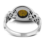 Baltic Amber Celtic Knot Sterling Silver Ring, r523