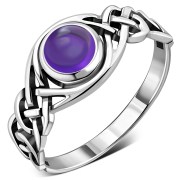Celtic Knot Amethyst Genuine Stone Sterling Silver Ring, r523