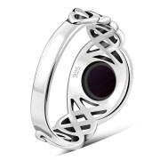Garnet Celtic Knot Sterling Silver Ring, r523