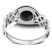 Garnet Celtic Knot Sterling Silver Ring, r523