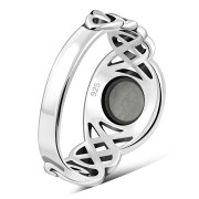 Rainbow Moonstone Celtic Knot Sterling Silver Ring, r523