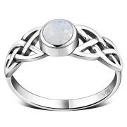 Celtic Rainbow Moonstone Silver Ring, r524