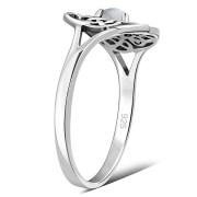 Round Delicate Celtic Rainbow Moon Stone Ring, r526