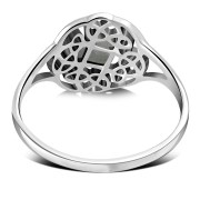 Round Delicate Celtic Rainbow Moon Stone Ring, r526