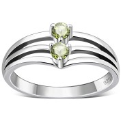3 Row Split Shank Silver Ring set w/ Faceted Peridot Stone, r527