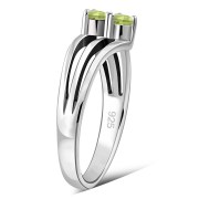 3 Row Split Shank Silver Ring set w/ Faceted Peridot Stone, r527