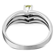 3 Row Split Shank Silver Ring set w/ Faceted Peridot Stone, r527