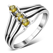 Faceted Citrine Stone Silver Ring, r528