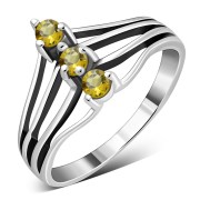Faceted Citrine Stone Silver Ring, r528