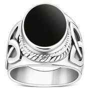 Celtic Trinity Knot Black Onyx Mens Ring, r531