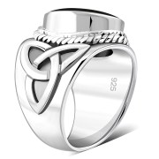 Celtic Trinity Knot Black Onyx Mens Ring, r531