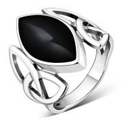 Light Large Trinity Knot Black Onyx Ring, r532