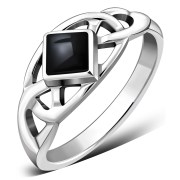 Celtic Knot Sterling Silver Black Onyx Ring, r534