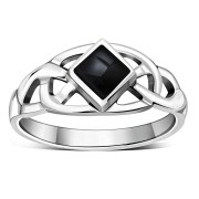 Celtic Knot Sterling Silver Black Onyx Ring, r534