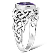 Marquise cut Amethyst Stone Celtic Silver Ring, r539