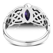 Marquise cut Amethyst Stone Celtic Silver Ring, r539